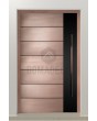aluminium pivot door with copper texture of milled metal