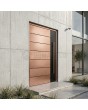 Aluminum front door with copper texture of milled metal