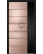 Aluminum front door with copper texture of milled metal