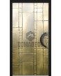Aluminum hinged entry door with yellow brass texture of milled metal