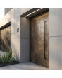Brown aluminum hinged door with bronze liquid metal