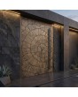Aluminum pivot door with brown texture of milled metal