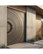 Bronze Pivot door with texture of milled metal