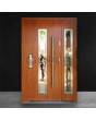 Golden oak exterior metal entry door with sidepanel