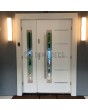 White steel entrance door with one side panel