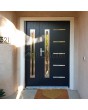 Dark anthracite steel entrance door with one side panel