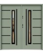 Sta Picard Double Noir - stainless steel exterior double front door with black frame around glass
