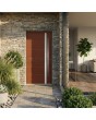red hurricane proof aluminium front door with strip
