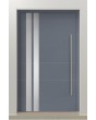 LIM AD10 - aluminum modern hinged front door with silver stripes