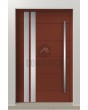 LIM AD10 - aluminum modern hinged front door with silver stripes