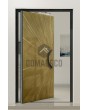PIVOT M8 - aluminum pivot door with gold texture of milled metal