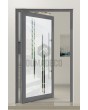 PIVOT Glass S10 - aluminum frosted pivot door with with transparent decor