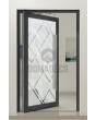 PIVOT Glass S - frosted aluminum pivot door with transparent motif