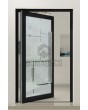 PIVOT Glass S17 - aluminum frosted pivot door with with transparent decor