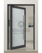 PIVOT Glass S - frosted aluminum pivot door with transparent motif