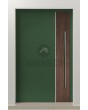 PIVOT V22 - aluminium pivot front door with wooden decor