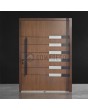 Golden oak aluminum single pivot door