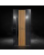 Aluminum front door with vertical slats made of aluminum profiles