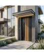 Black Aluminum front door with vertical slats made of aluminum profiles