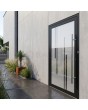 Anthracite  aluminum frosted front door with transparent decor