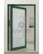 PIVOT Glass S - frosted aluminum pivot door with transparent motif