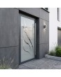 Anthracite frosted aluminium entry door with transparent decor