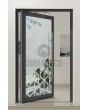 PIVOT Glass S - frosted aluminum pivot door with transparent motif