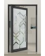 PIVOT Glass S - frosted aluminum pivot door with transparent motif