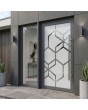 Anthracie aluminium security frosted door with transparent decor