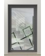 PIVOT Glass S14 - aluminum frosted pivot door with with transparent decor