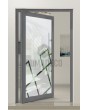 PIVOT Glass S - frosted aluminum pivot door with transparent motif