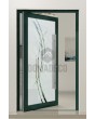 PIVOT Glass S - frosted aluminum pivot door with transparent motif