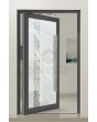 PIVOT Glass S21 - aluminum frosted pivot door with with transparent motif