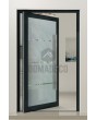 PIVOT Glass S3 - aluminum frosted pivot door with three transparent stripe