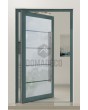 PIVOT Glass S4 - aluminum frosted pivot door with four transparent stripe