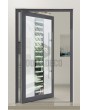 PIVOT Glass S6 - aluminum frosted pivot door with with transparent decor