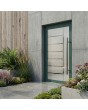 Green external aluminum frosted door with transparent decor