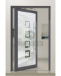 PIVOT Glass S8 - aluminum frosted pivot door with with transparent squares