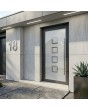 Anthracite sand front door with transparent decor