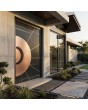 Aluminum hinged door covered with Sahara Noir sintered quartz and copper sheet