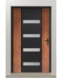 PIVOT V09 - aluminum security pivot door with wooden decor
