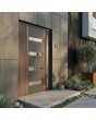 Anthracite aluminum entry door with wooden decor