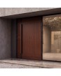 aluminum front door covered mahogany sublimated wood