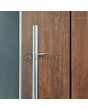 PIVOT V22 - aluminium pivot front door with wooden decor