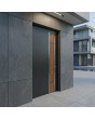 Anthracite aluminum front door with wooden decor