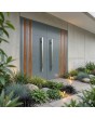 LIM v28 double - double aluminum entrance door with wooden decor