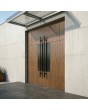 Double aluminum front door with Walnut wooden texture and decor