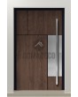 LIM V35 - aluminum wooden texture front door with decor