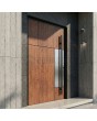 Anthracite aluminum wooden texture front door with inox decor