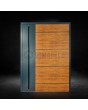 Anthracite aluminum pivot front door with wooden decor